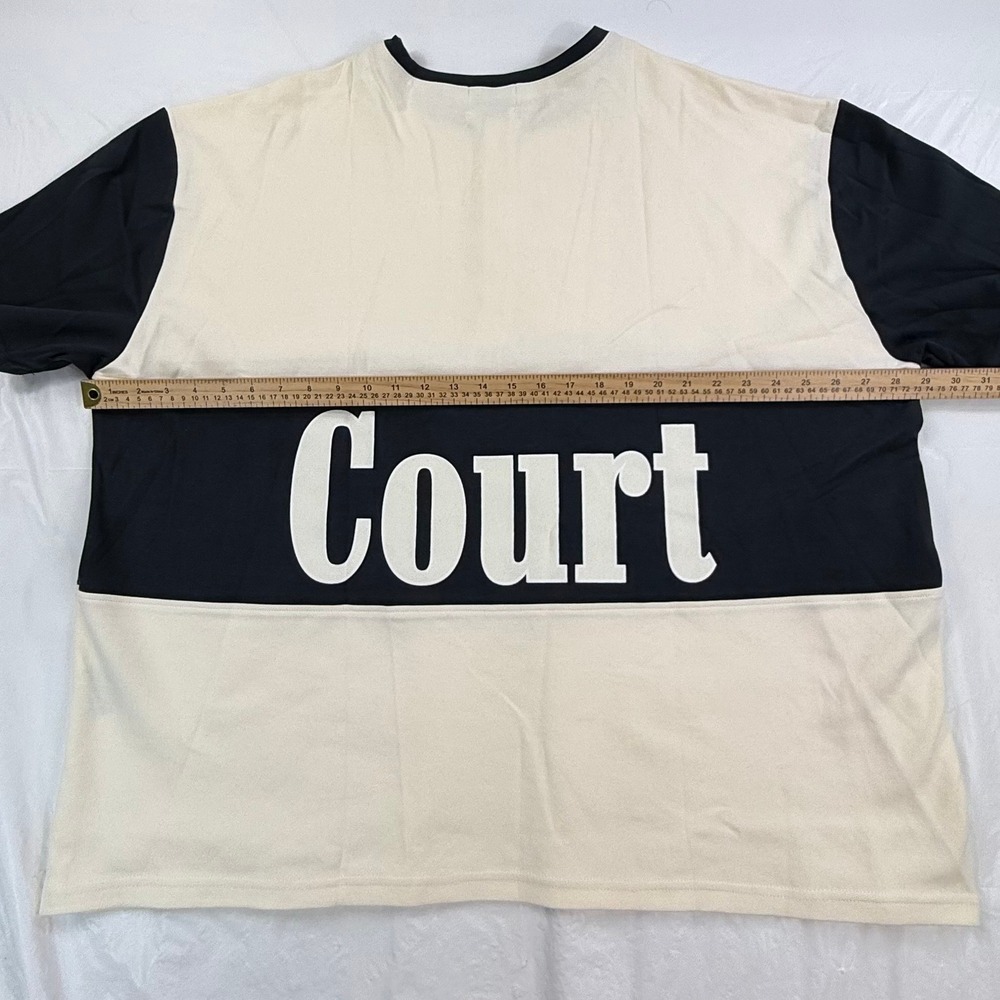 Rhude Court Henley T-Shirt Mens XXL Cream Black SS22 Colorblock Streetwear Logo - Picture 7 of 11